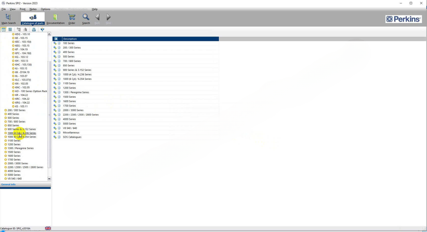 PERKINS SPI2 2023A Service Manual & Parts Information System