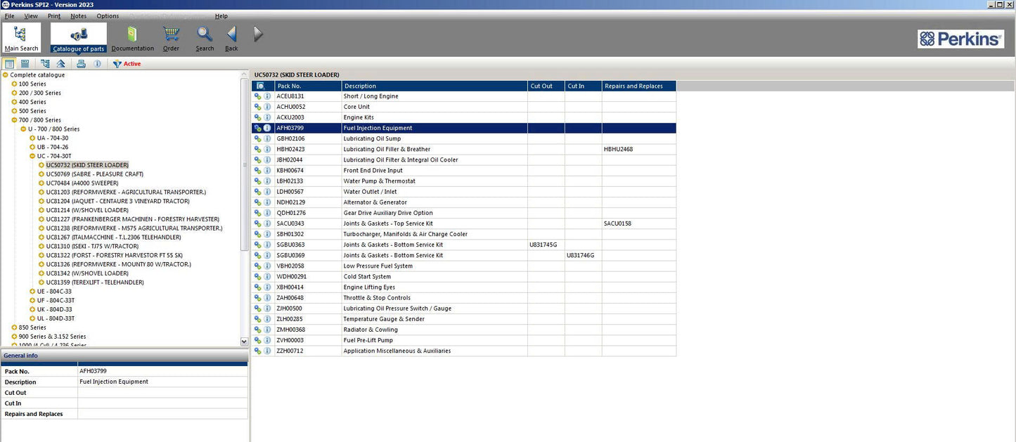 PERKINS SPI2 2023A Service Manual & Parts Information System