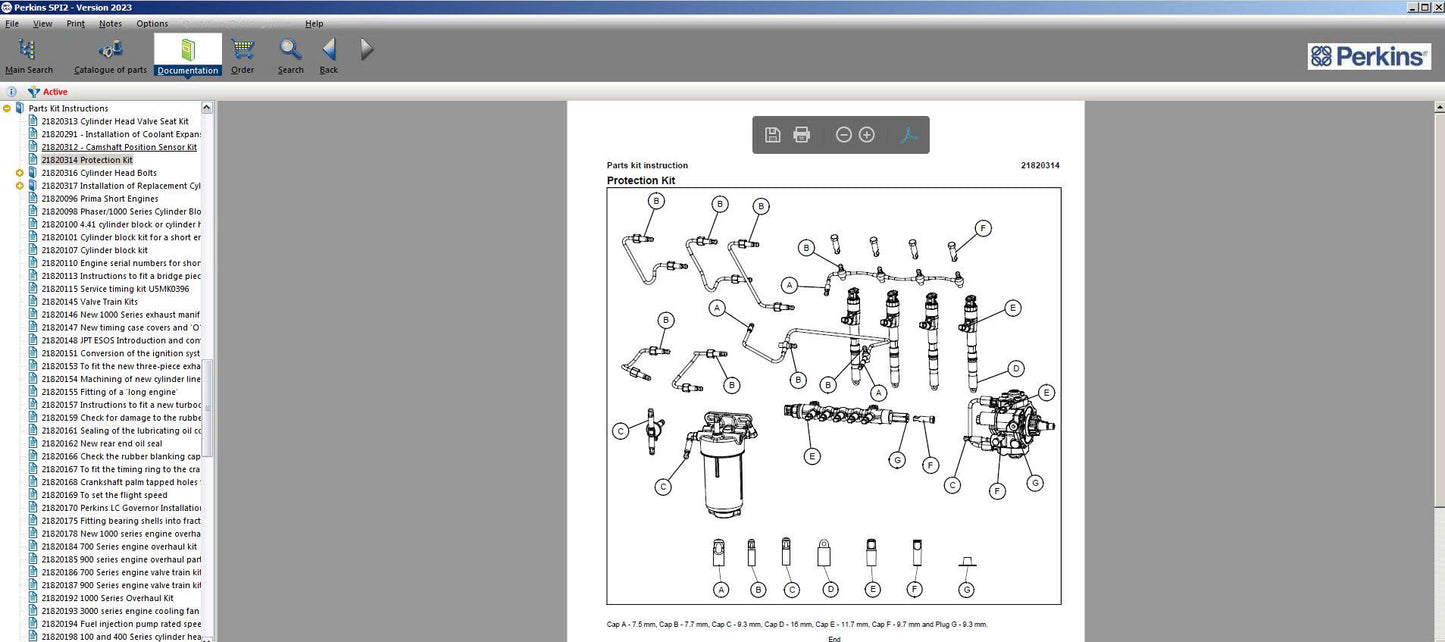 PERKINS SPI2 2023A Service Manual & Parts Information System