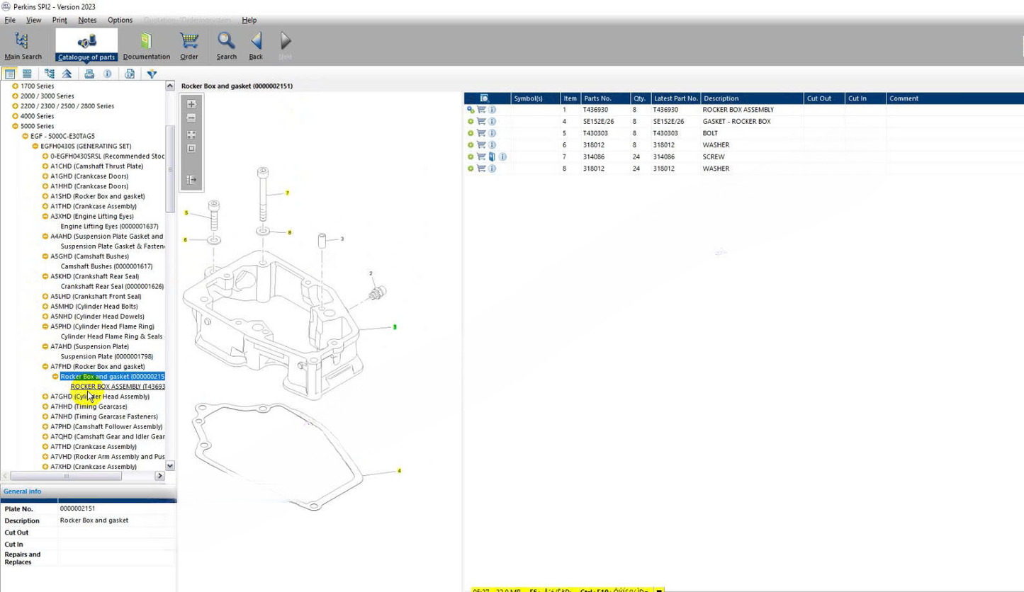 PERKINS SPI2 2023A Service Manual & Parts Information System