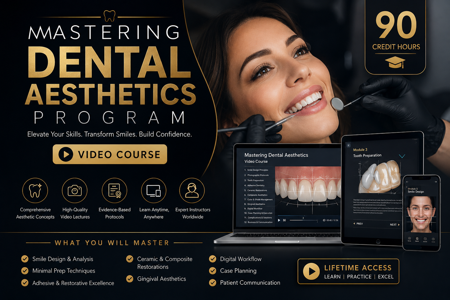 Mastering Dental Aesthetics Program ( 90 credit hours )  Video Course in Arabic